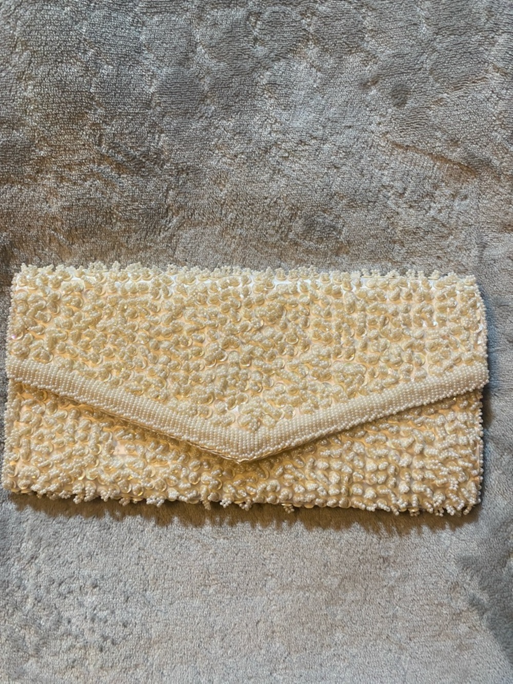 VTG Cream Ivory Richere Beaded Evening Bag Purse Formal Hong Kong Please Read